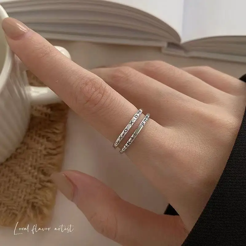 

New Greek Resizable Ring Niche Design Simple Open Plain Ring Index Finger Ring Jewelry Accessories for Women Wholesale Bulk 1PCS