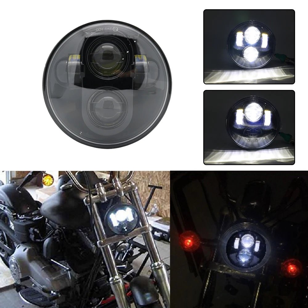 5 75 &quot5 3/4 светодиодная фара для мотоцикла черная Dyna Sportster 1200 XL1200L Custom XL1200C 883 XL883 883L