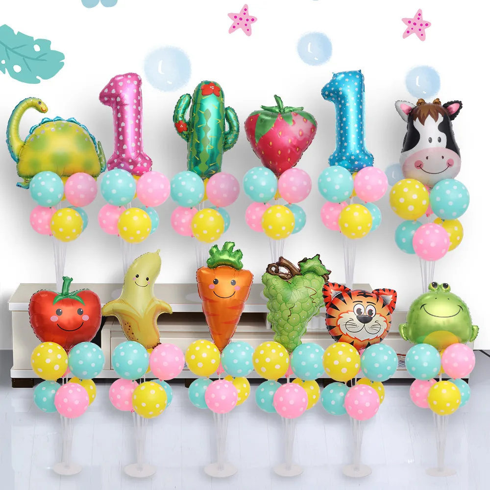 Фольга с фруктами в виде животных латекс подставка для воздушных шаров палка