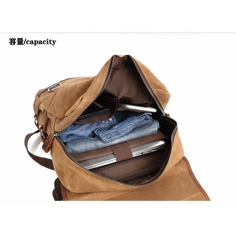 Мужские холщовые рюкзаки кожаные женские военные для ноутбука винтажные