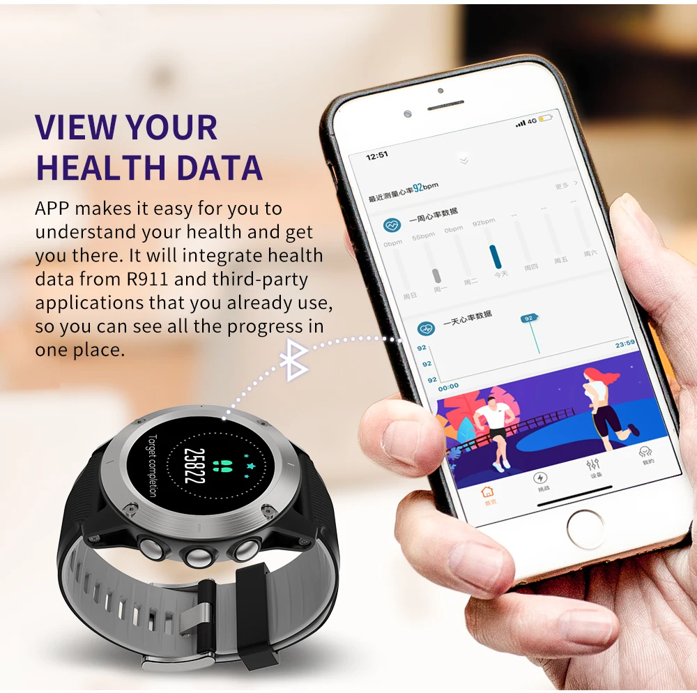 Мужские спортивные водонепроницаемые Смарт часы с пульсометром и сенсорным