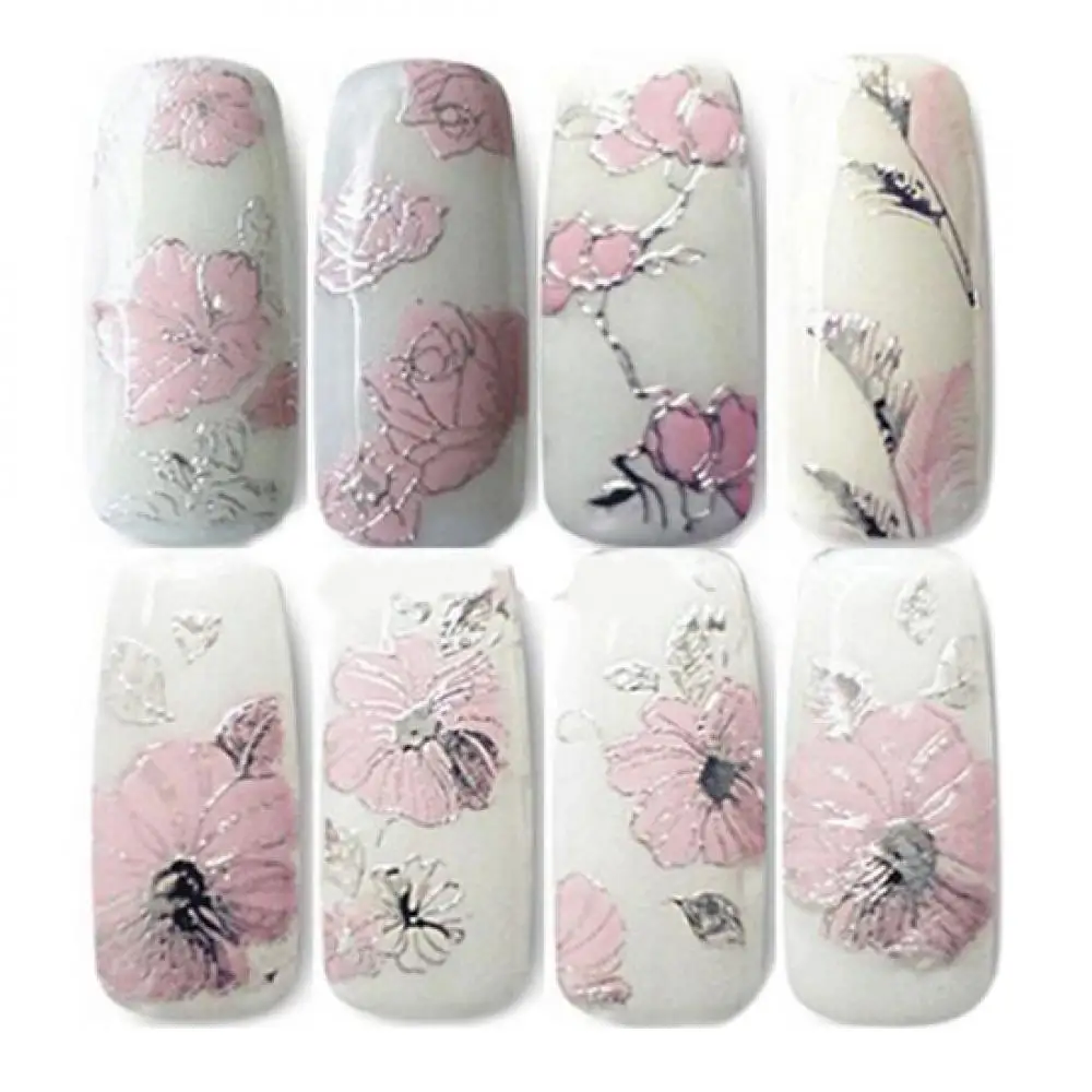 

70% Hot Sale 3D Embossed Pink Flowers Design Nail Art Decal Tips Stickers Manicure Tool