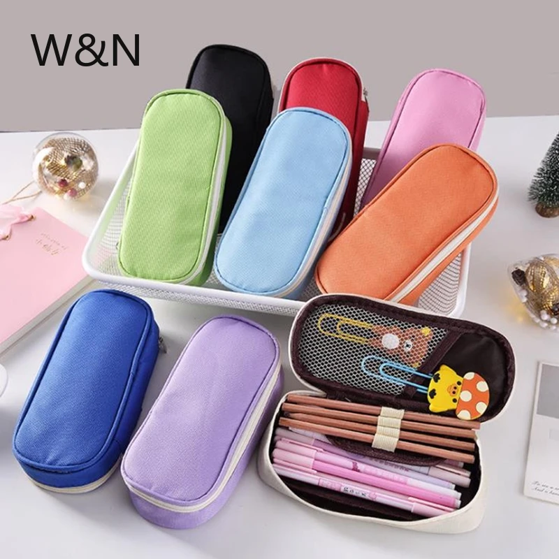 Однотонный чехол для карандашей школьный девочек и мальчиков черный большая