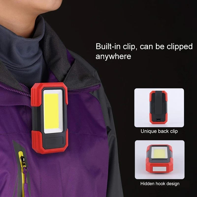 

2 Pcs Led Work Light netic Base Clip Battery Cob Flashlight Bright Handled Work Lamp for Car Repair Camping Emergency