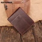 Кошелек мужской RETROGOO, из натуральной кожи, тройного сложения, с RFID-защитой