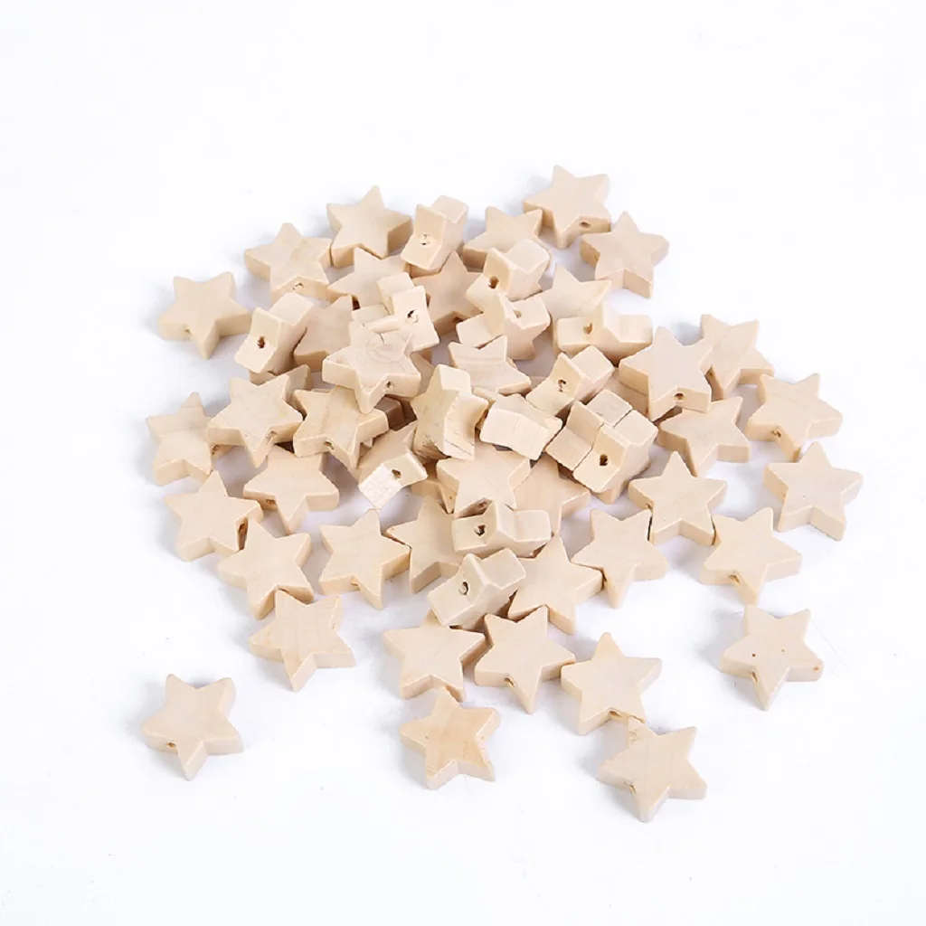 

Prettyia 50 Star Wooden Loose Beads Jewelry Making Accessories DIY Findings