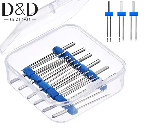 

D&D 3/6/9pcs Twin Needles Double Needle Sewing Machine Needle with Storage Box 3 Size 2/90 3/90 4/90 Sewing Needle