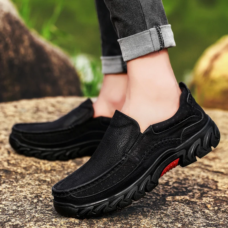 Мужская обувь для прогулок удобные уличные кроссовки из первого слоя воловьей