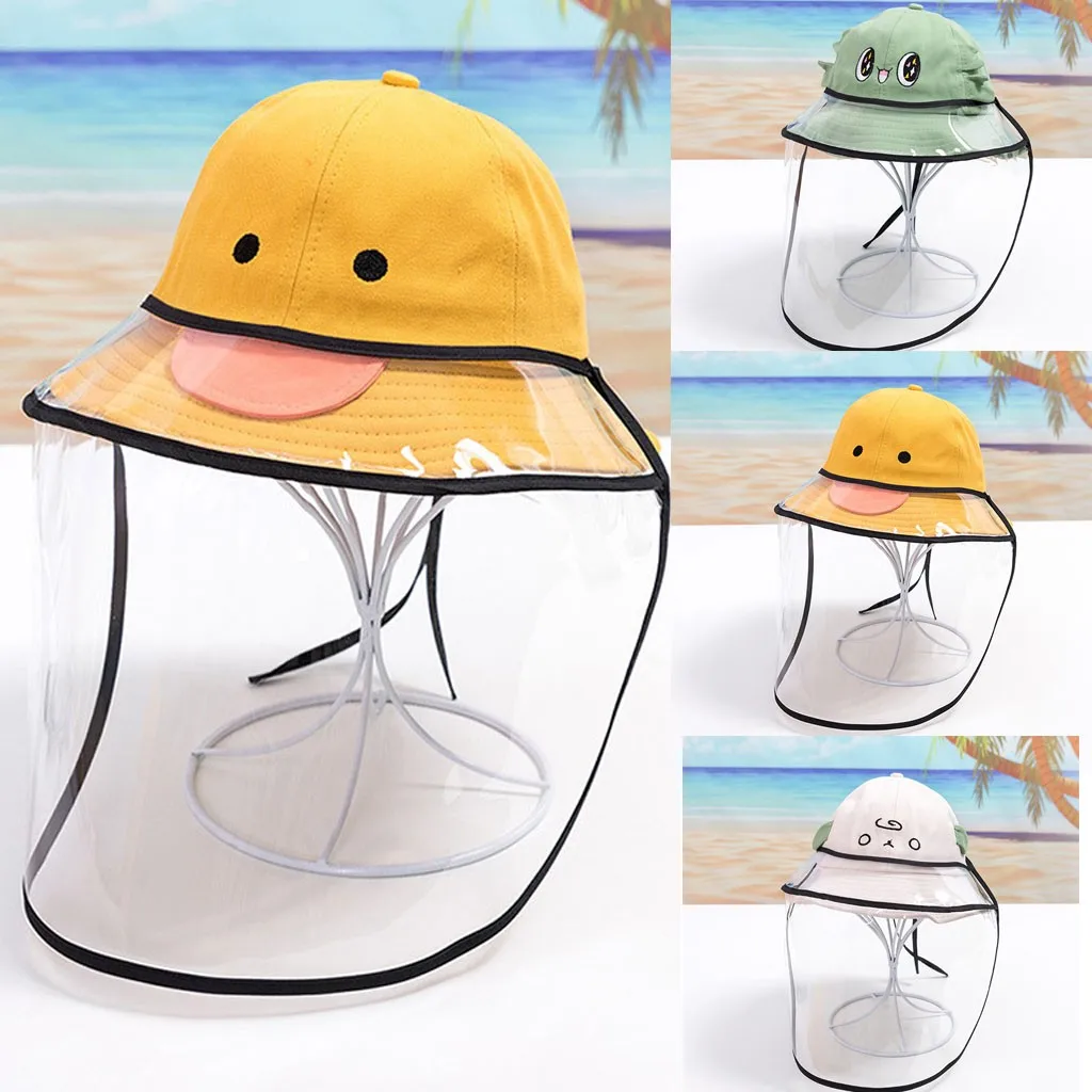 

LONSANT Kids Boys Girls cartoon cute pattern Anti-spitting basin caps Protective detachable Dustproof Cover Casquette Beach Hats