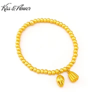 kissflower br131 fine jewelry wholesale fashion woman birthday wedding gift exquisite lotus flower 24kt gold chain bracelet