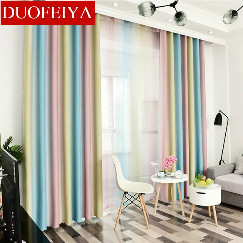 

Modern blackout thick striped curtains for living room bedroom gradient curtain drapes window treatments home decoration