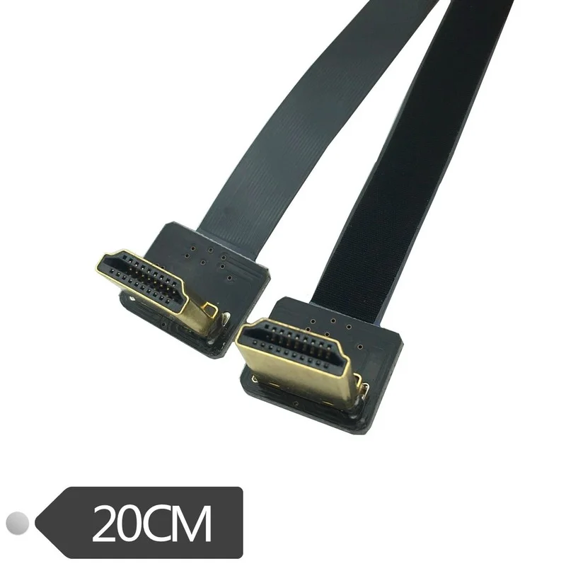 

FPV HDMI-compatible 90 degree Down Angled Male to Male Cable FPC Ribbon Flat Extension Cable Pitch 20pin Plug Connector 5cm-80cm