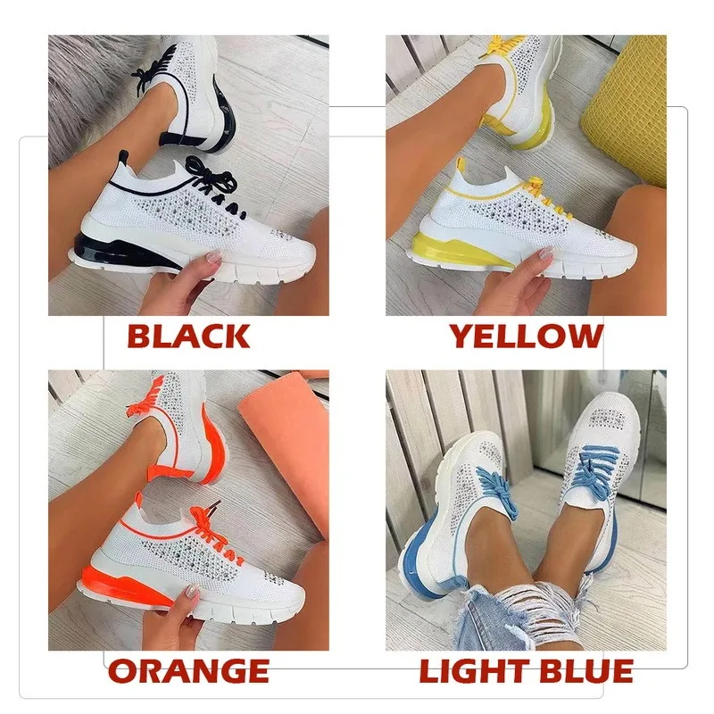 

2021 Women Sneakers Fashion Socks Shoes Casual Mesh White Sneakers Summer Knitted Vulcanized Shoes Women Trainers Tenis Feminino