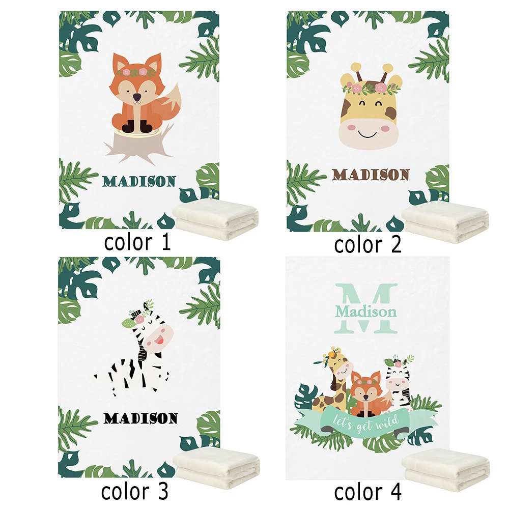 

LVYZIHO Woodland Animals Forest Animals Personalized Name Baby Boy /Girl Blanket - 30x40/48x60/60x80 Inches - Fleece Blanket