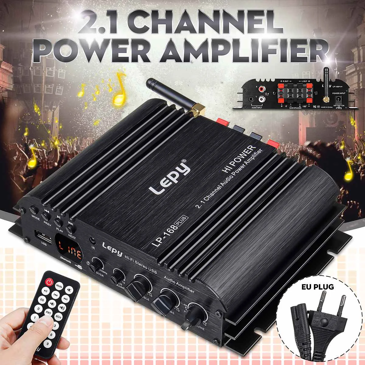 Автомобильный усилитель LEPY 168Plus динамик с сабвуфером 2 1 каналов Hi Fi бас bluetooth