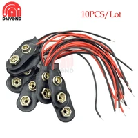 10pcs i type 9v clip on battery connector faux leather shell 2 wired 9 volt battery clip connector battery holder for arduino