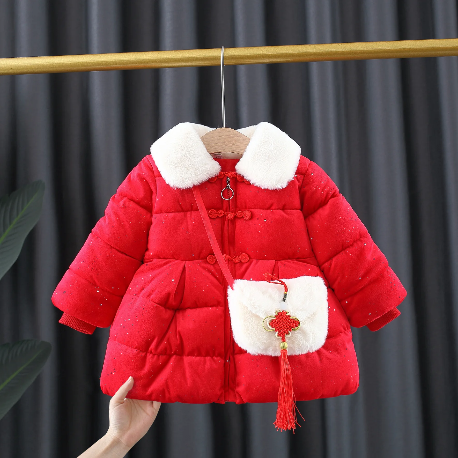 

Осенне-зимнее пальто для новорожденных девочек, куртки, клетчатая Толстая теплая куртка с хлопковой подкладкой, верхняя одежда для девочек ...