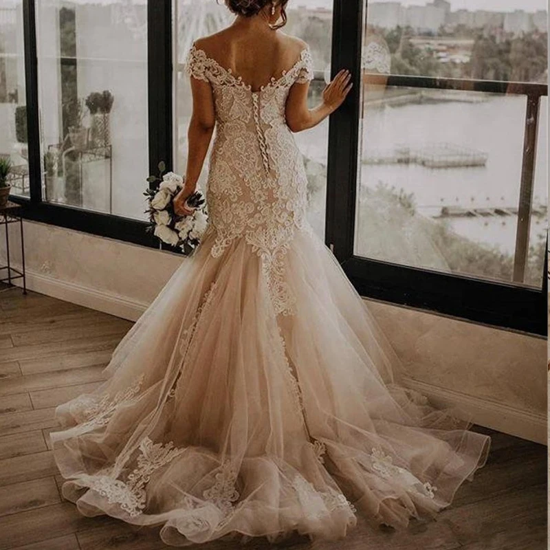 С открытыми плечами Русалка свадебное платья для женщин в африканском стиле 2021