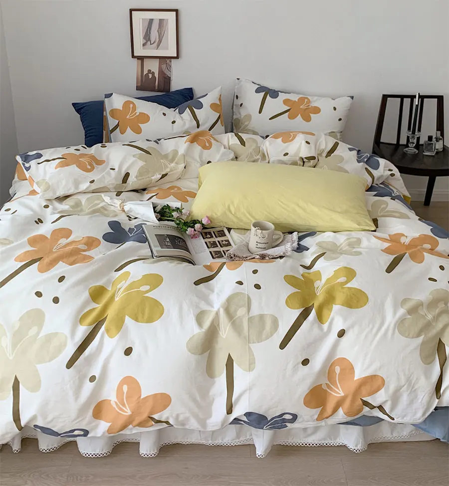 

European american pastoral floral bedding set,vintage cotton twin full queen King home textile bed sheet pillow case quilt cover