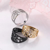 cooltime flower zircon finger rings women stainless steel rhinestone aesthetic rings 2022 trend engagement jewelry wedding gifts