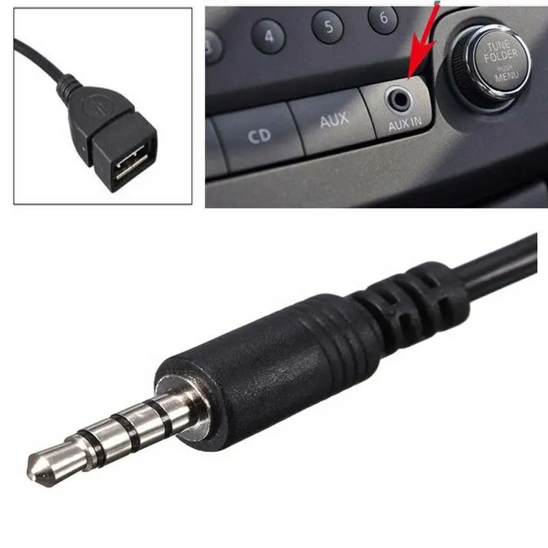 

3.5mm Male Audio AUX Jack to USB 2.0 Type A Female OTG Converter Adapter Cable