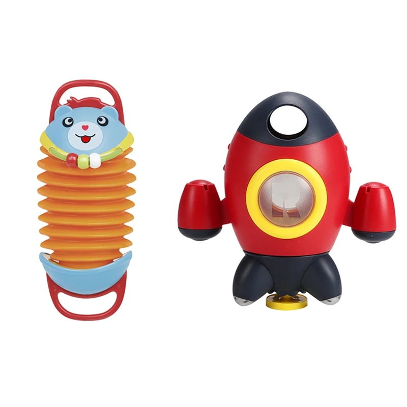 

Baby Bath Toys Rocket Rotating Water Spray Bath Toys With Explore And Accordion Hedgehog Baby Accordion Toy