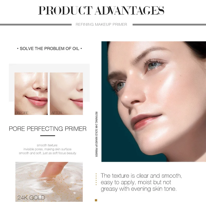 Грунтовка для макияжа 24K Gold Infused Oil Face макияж основа увлажняющий Макияж