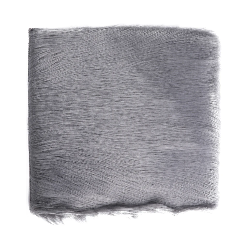 Gray 40x40cm Чехол для стула из искусственной овчины, разноцветная теплая шерстяная ковровая подушка для сиденья, длинная кожа, мех, простые пушистые коврики, моющиеся - Цвет: Gray 40x40cm