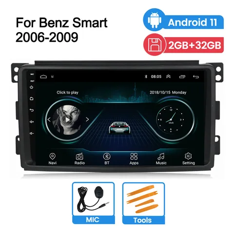 Wifi Android 11 система GPS-навигация экран для Smart Fortwo 2005 2006 2007 2008 2009 2010 автомобильное радио аудио FM плеер