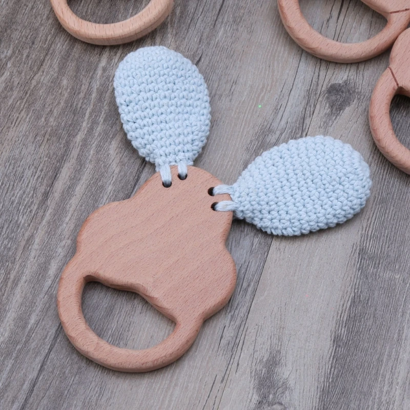 

1PC Baby Teether Beech Wooden Rattle Toys Chew Play Gym Montessori Stroller Toy