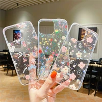 glitter flower transparent phone case for iphone 13 mini 13 pro max soft silicone clear cover epoxy shockproof protective shell