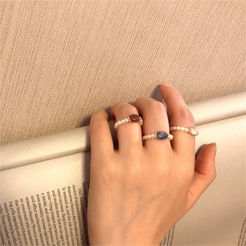 Женское кольцо с жемчугом AOMU геометрическое натуральным пресноводным и бусинами