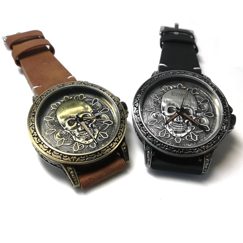 Часы наручные мужские кварцевые с черепом модные брендовые роскошные стильные