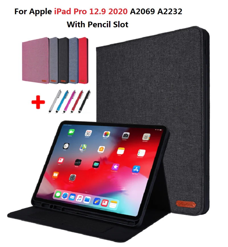 2020 12 9 &quotпланшет Caqa для iPad Pro флип ткань чехол Fundas с карандашом держателем слотов