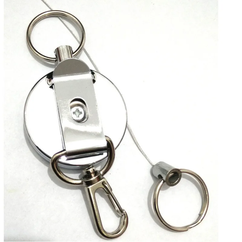Metal Retractable Pull Key Ring ID Badge Holder Name Tag Card Recoil Reel Belt Clip Gift Office Supplies | Канцтовары для офиса и