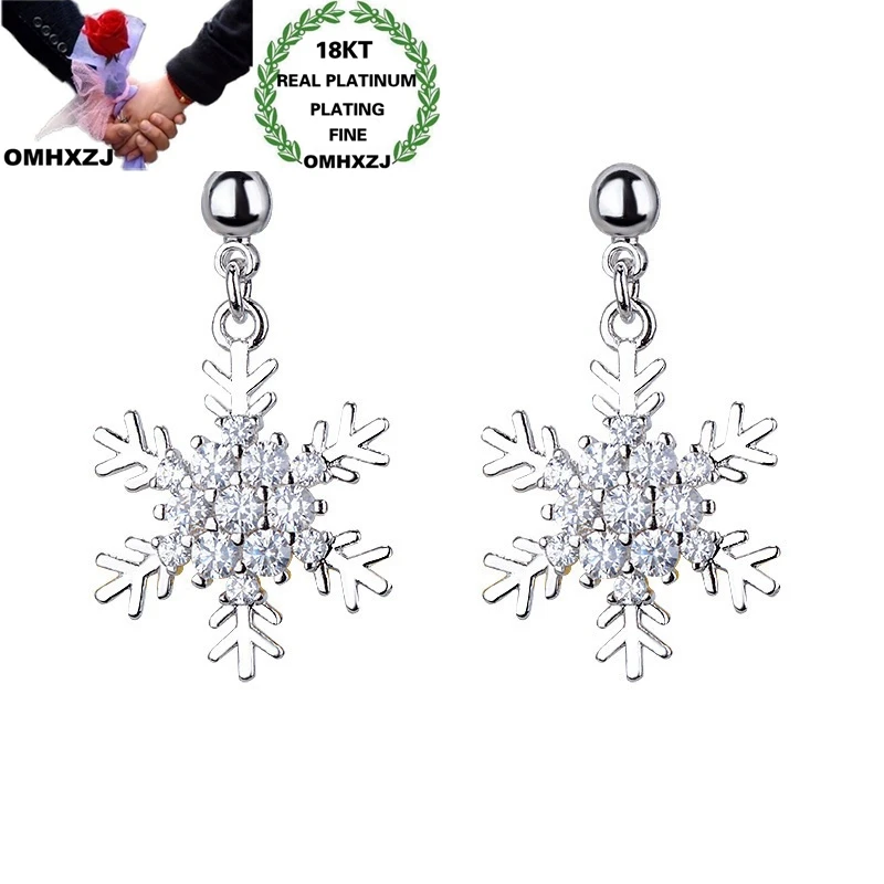 

Серьги-гвоздики OMHXZJ EA616 женские, в европейском стиле, из белого золота с цирконием класса ААА, в виде снежинки, подарок на свадьбу, вечеринку, ...