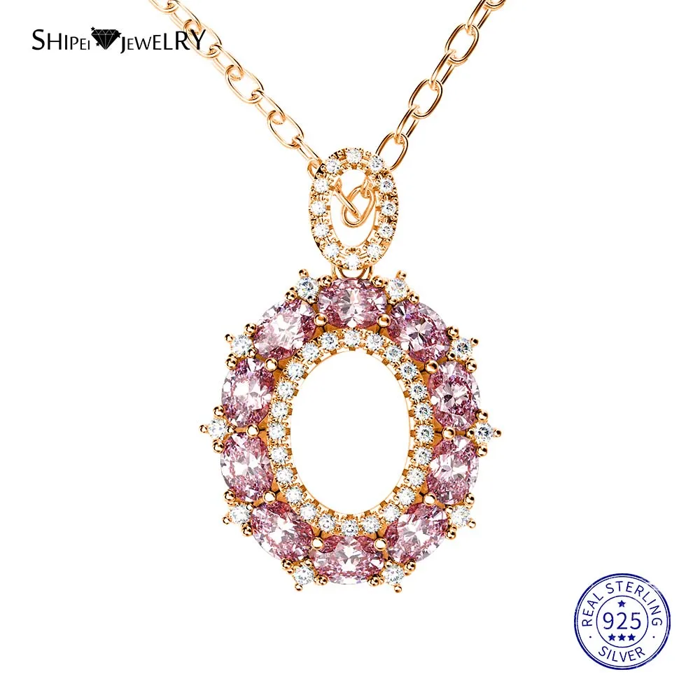 YellowGold-Pink Shipei стерлингового серебра 925 пробы ювелирные изделия Желтое золото розовая, золотая, овальная Сапфировая подвеска ожерелье для женщин Подарок на годовщину - Цвет камня: YellowGold-Pink