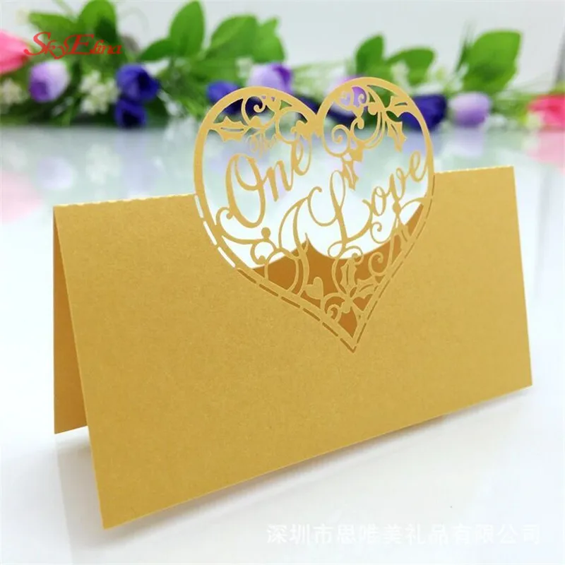 Карточка с именем лазерной резкой 100 шт./компл. карточка любовным сердцем для