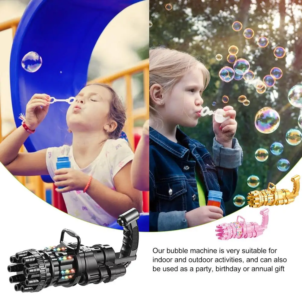 

Bubble Machine Automatic Bubble Blower Shooter With Light & Music Summer Outdoor Toys Wedding Supplies Children Birthday Gifts