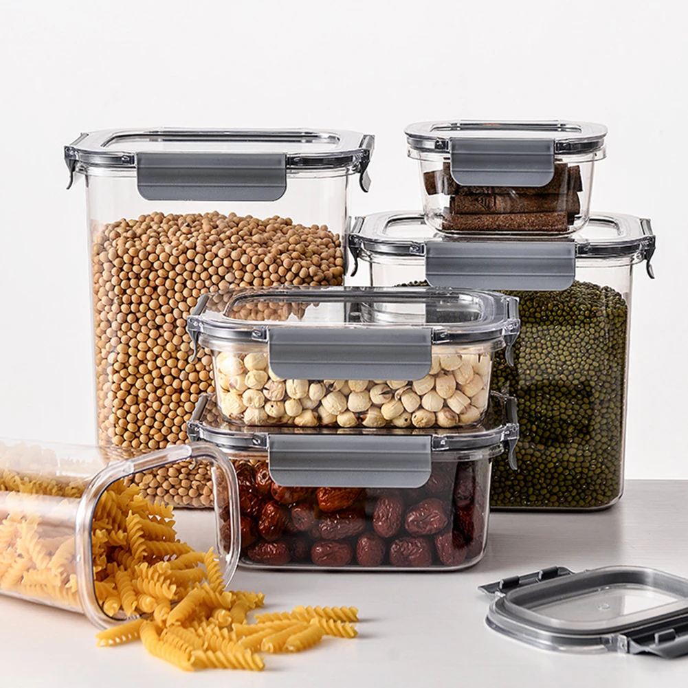 

Food Storage Container Kitchen Pantry Organizer Lock Airtight Lid Stackable Canister for Flour Sugar Cereal 380/880/1250/2600ml