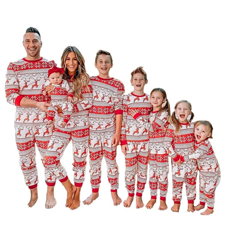 

2021 Семейные рождественские одинаковые пижамы, одежда для матери, отца, детей, семейный образ, наряд, детские комбинезоны, олень, Пижама для м...