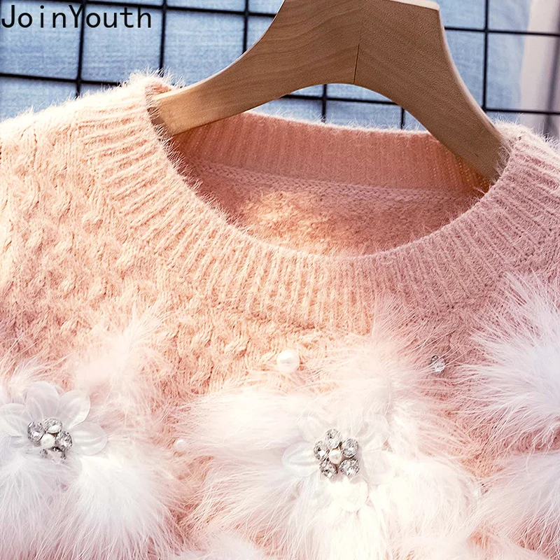 Женские объемные кашемировые свитера Joinyouth из меха норки и кашемира свободные