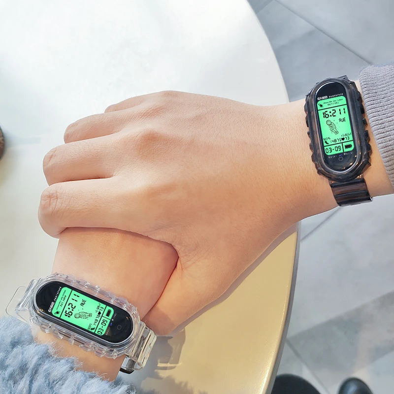 Newest Clear Strap for Xiaomi Mi band 6 5 4 3 Wristband For mi band 6 4 5 Strap Transparent Plastic for miband Strap