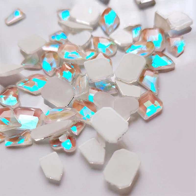 Блестящие стразы кристаллы без горячей фиксации удлиненные шестигранные для