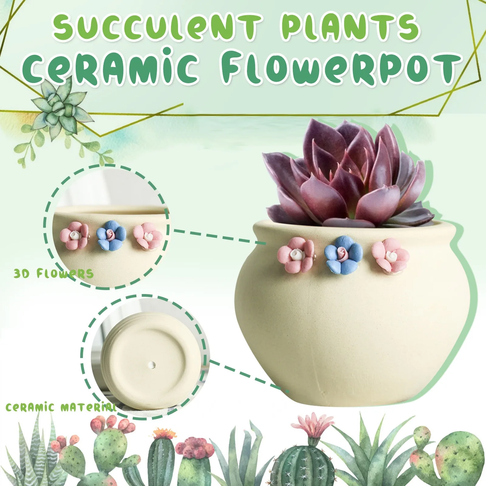 

New creative small flower ceramic flower pot succulent flower pot balcony decoration mini succulent flower pot garden decoration