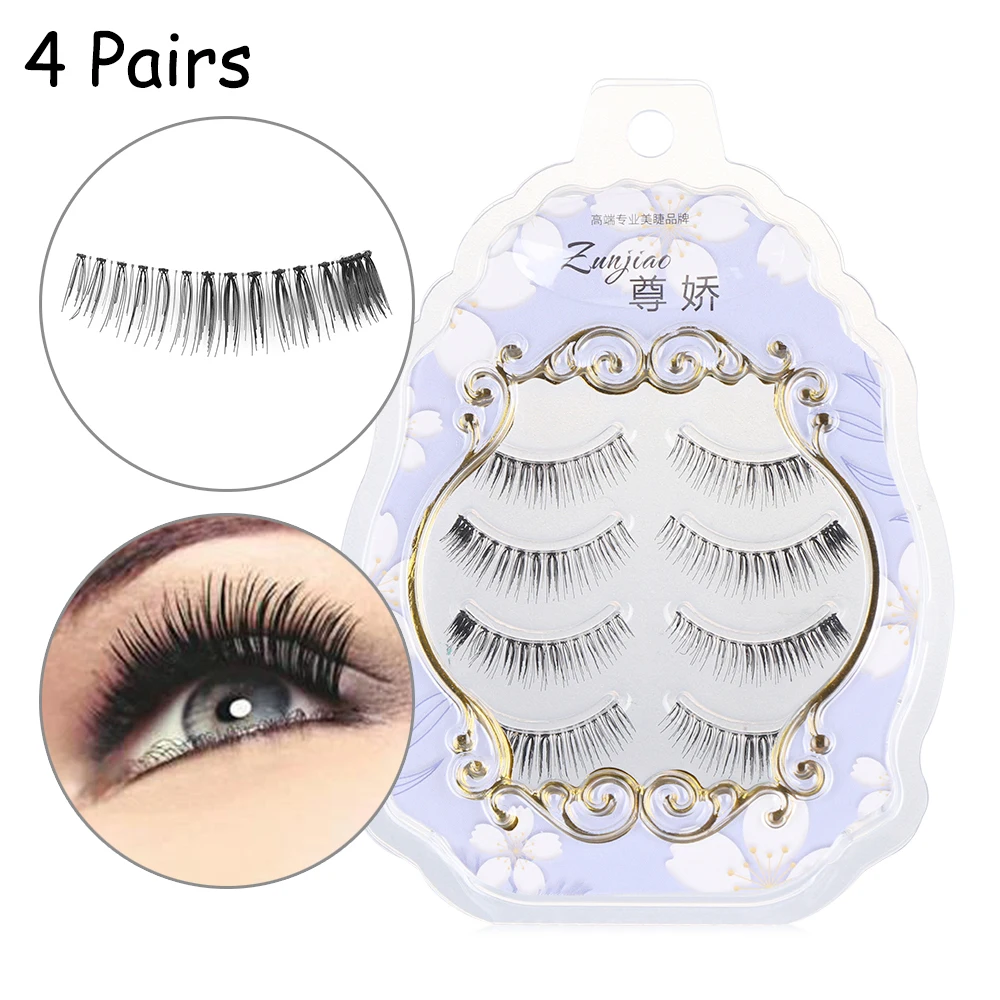 4 пары Японский натуральный стиль накладные макияж ресниц ультра легкие