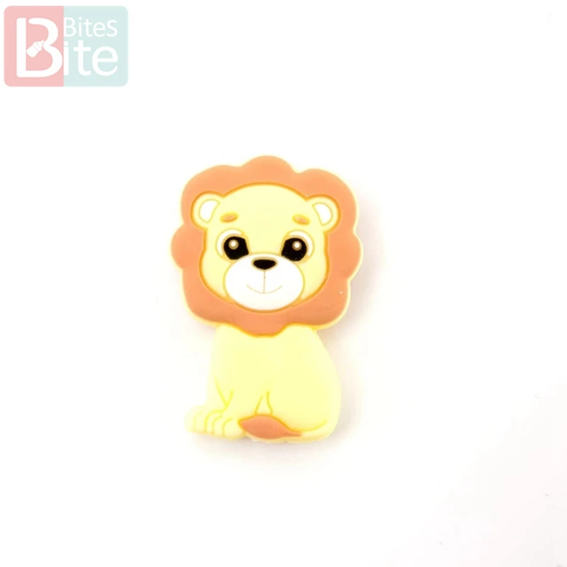 Candy Yellow Lion 100 шт Детские Силиконовые Бусины лев Король мультфильм beadsfair класс силиконовый Прорезыватель для соски цепи Детская Подвеска Ожерелье Товары для малышей - Цвет: Candy Yellow Lion