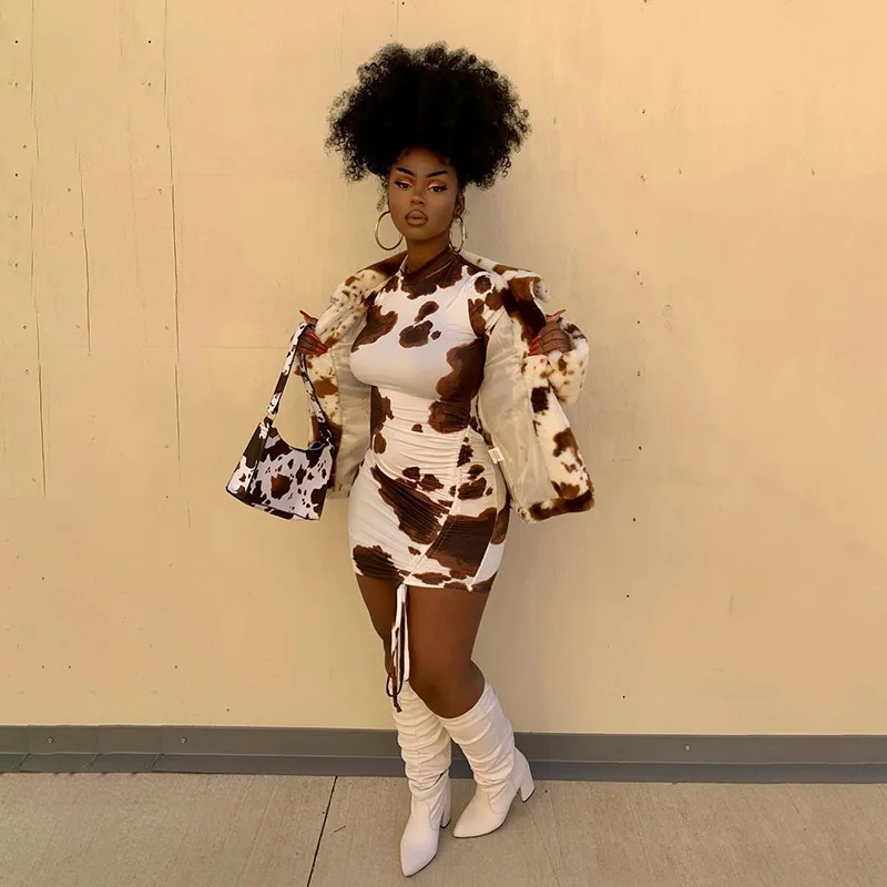 Женское облегающее платье с принтом летнее эластичное Клубное мини на завязках