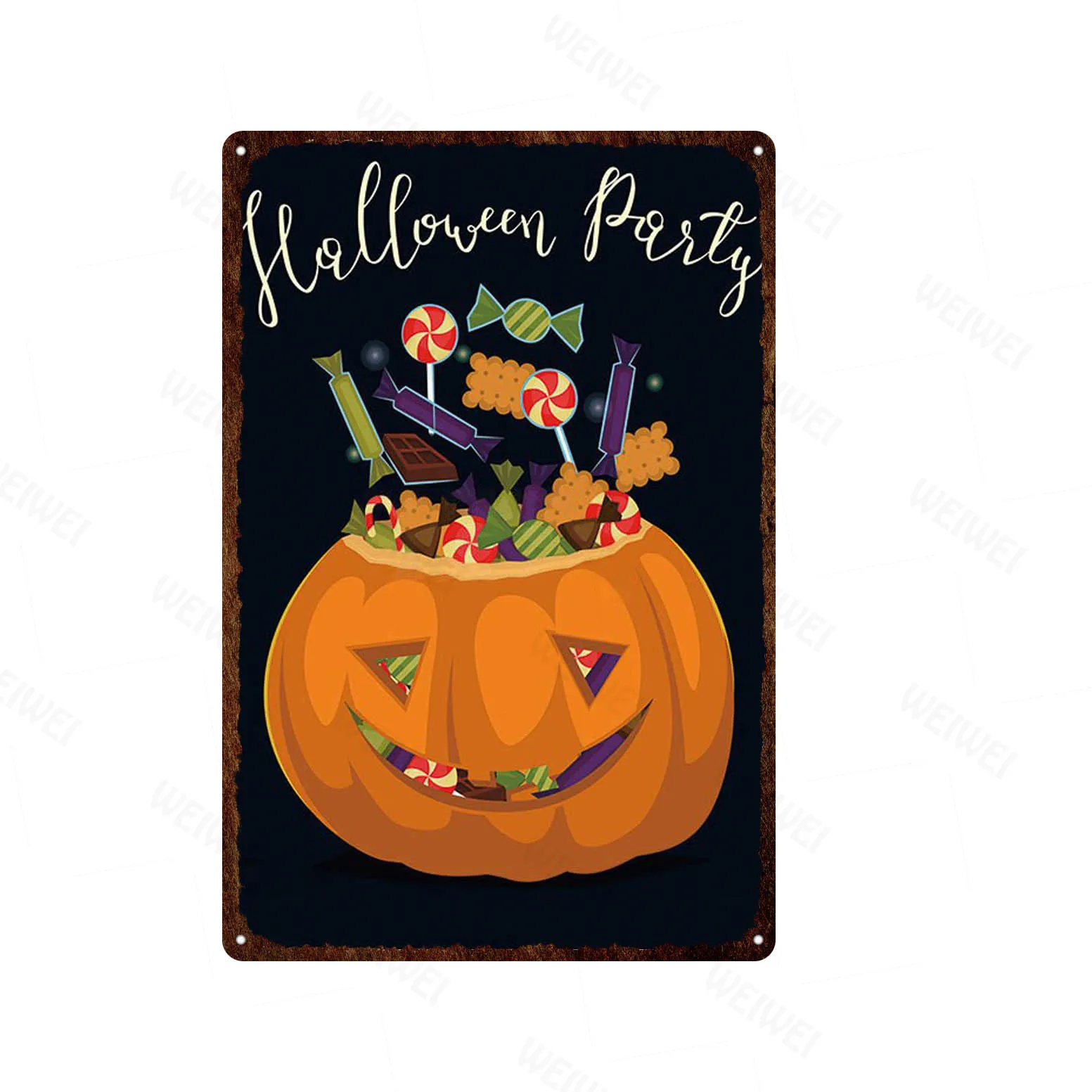 

Metal Tin Signs Happy Halloween Party Poster Pumpkin Wall Sticker Art Print Kraft House Pub Bar Club Home Decor