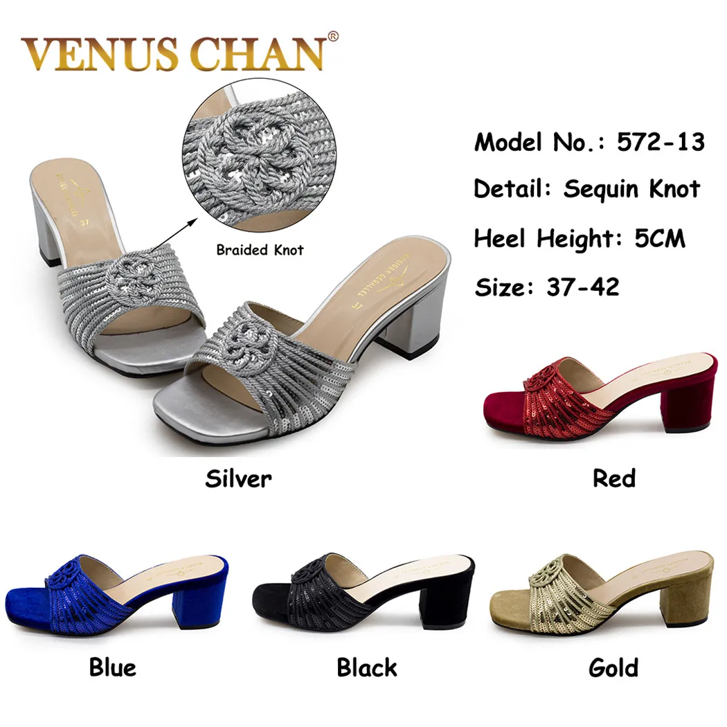 

2021NEW PU Women Shoes Summer Peep Toe Fashion Round Heels Slippers Shallow Novelty Bling Polka Dot Outside Leisure Rome